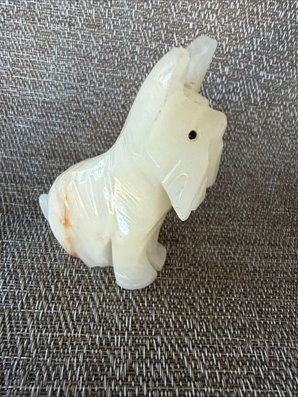 Two Vintage Scottie Dog Figurines Black Resin & White Carved Marble Onyx Stone